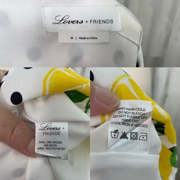 Lovers + Friends Womens Jen Dress Size M Lemon Polka Dot Shift Revolve White NWT - Picture 8 of 10